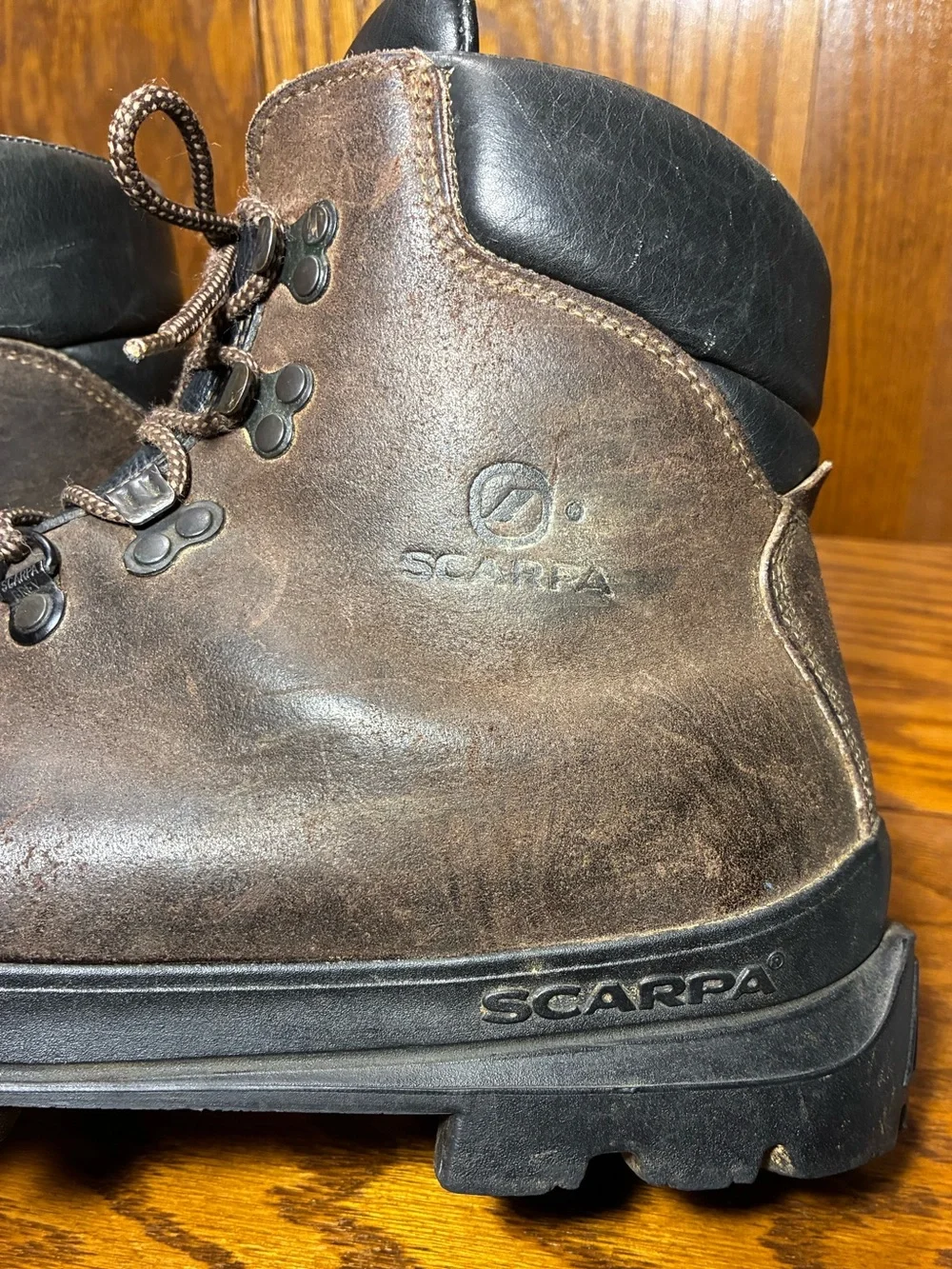 Vintage Scarpa BX 86823 Italy Made Leather Hiking Boots Brown Men’s 13